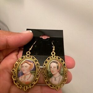 Vintage Gold Framed Portrait Earrings